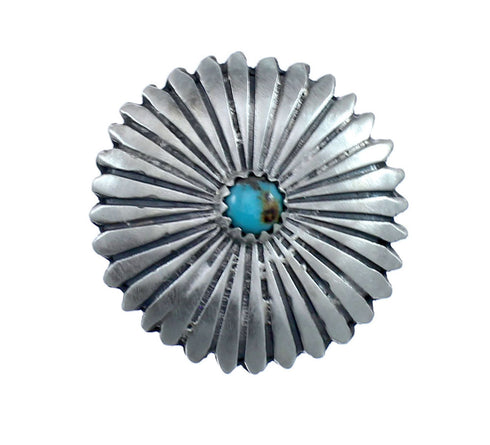 Navajo Turquoise Flower Sterling Silver Ring Size 7-1/2 AX128273